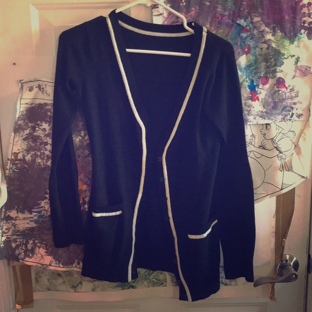 Black and white long cardigan